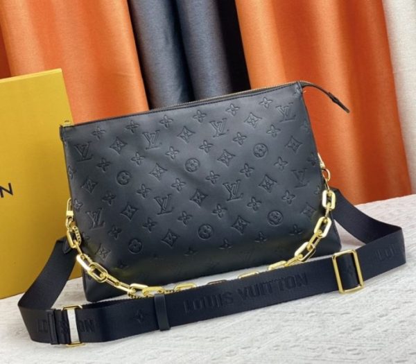 Replica Louis Vuitton Coussin MM Bag In Black With Jacquard Strap