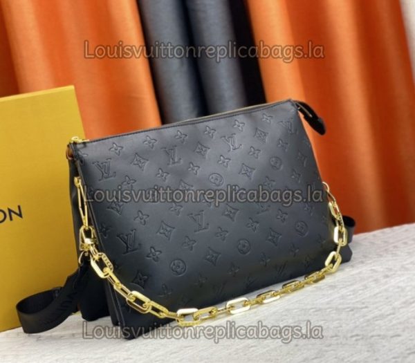 Replica Louis Vuitton Coussin MM Bag In Black With Jacquard Strap - Image 2