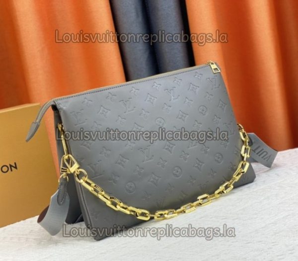 Replica Louis Vuitton Coussin MM Bag In Gray With Jacquard Strap - Image 2