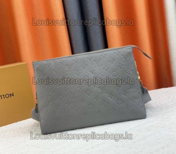 Replica Louis Vuitton Coussin MM Bag In Gray With Jacquard Strap - Image 3