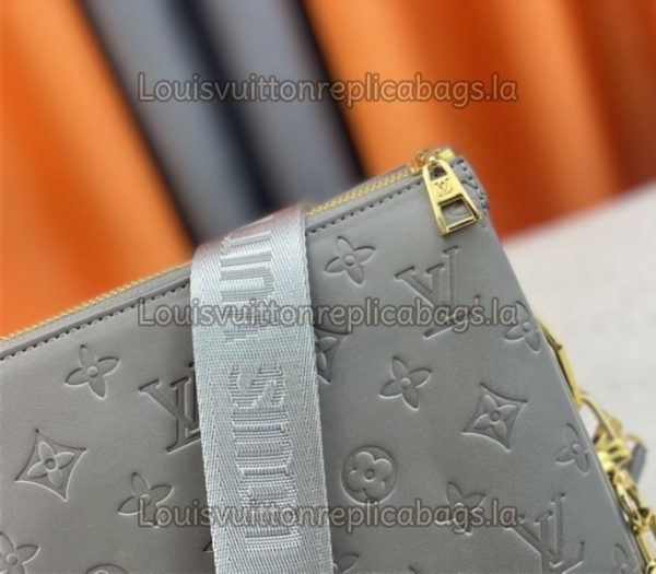 Replica Louis Vuitton Coussin MM Bag In Gray With Jacquard Strap - Image 7