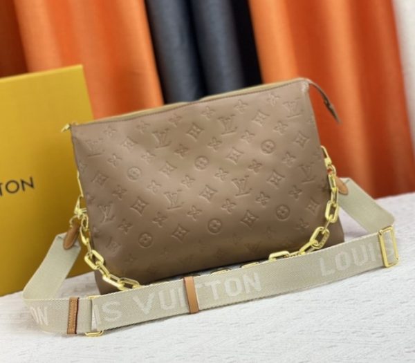 Replica Louis Vuitton Coussin MM Bag In Taupe With Jacquard Strap