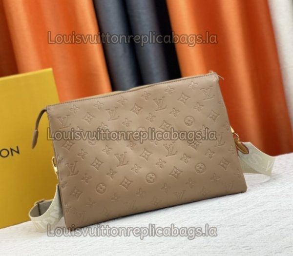 Replica Louis Vuitton Coussin MM Bag In Taupe With Jacquard Strap - Image 3