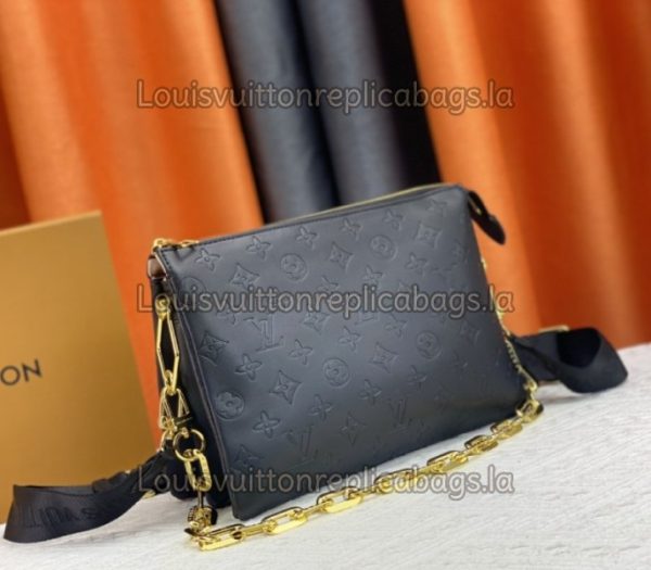 Replica Louis Vuitton Coussin PM Bag In Black With Jacquard Strap - Image 2