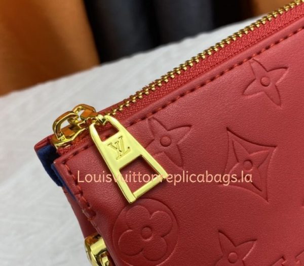 Replica Louis Vuitton Coussin PM Bag In Neon Red With Jacquard Strap - Image 9