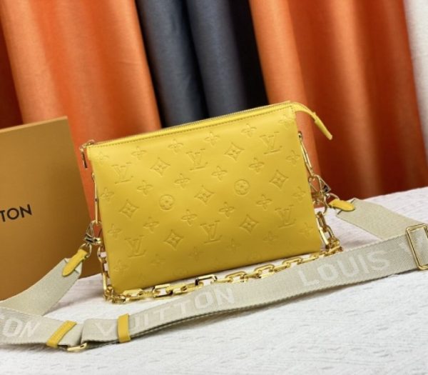 Replica Louis Vuitton Coussin PM Bag In Yellow With Jacquard Strap