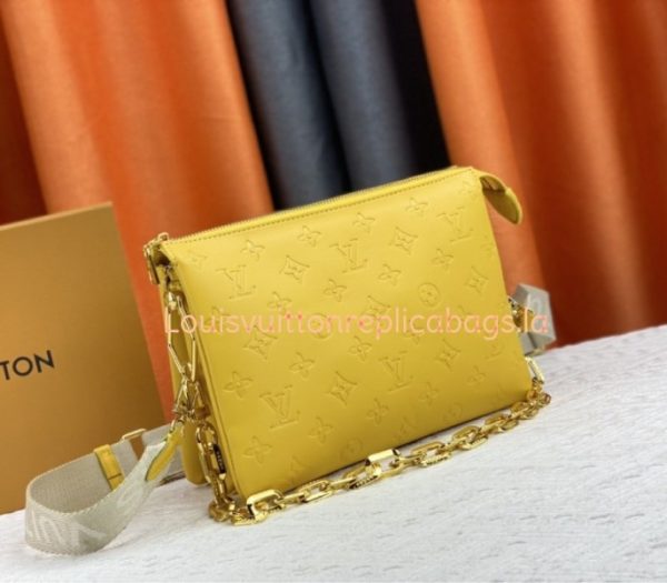 Replica Louis Vuitton Coussin PM Bag In Yellow With Jacquard Strap - Image 2