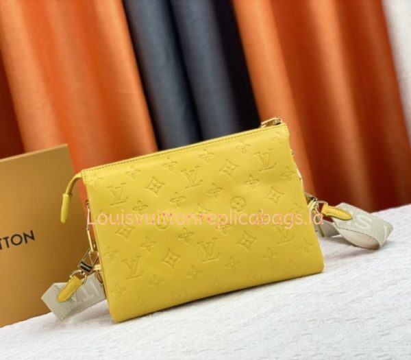 Replica Louis Vuitton Coussin PM Bag In Yellow With Jacquard Strap - Image 3