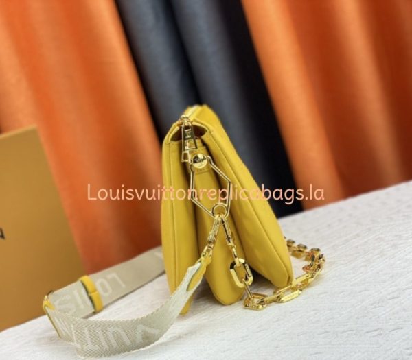 Replica Louis Vuitton Coussin PM Bag In Yellow With Jacquard Strap - Image 4