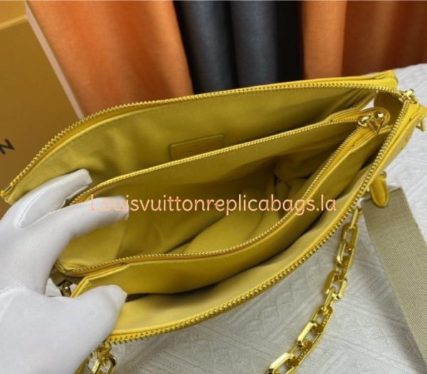 Replica Louis Vuitton Coussin PM Bag In Yellow With Jacquard Strap - Image 6