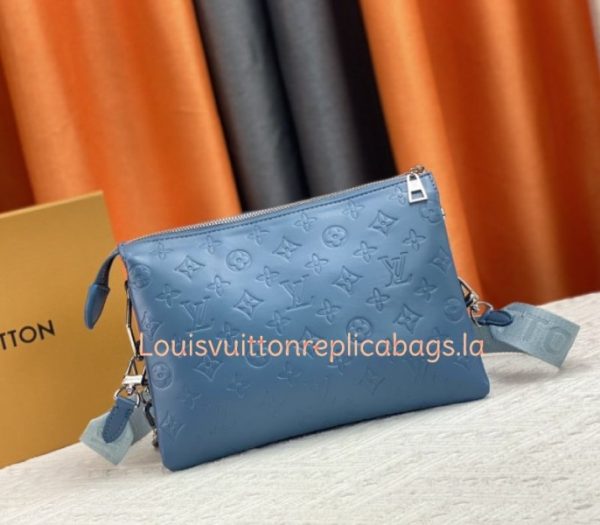 Replica Louis Vuitton Coussin PM Bag In Turquoise Blue With Jacquard Strap - Image 3