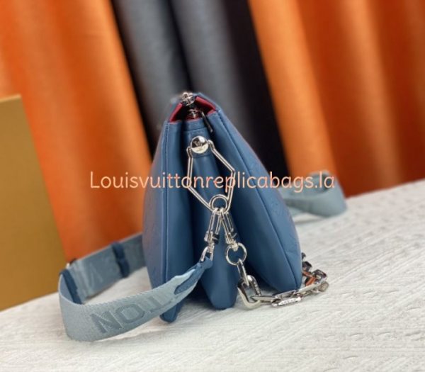 Replica Louis Vuitton Coussin PM Bag In Turquoise Blue With Jacquard Strap - Image 4