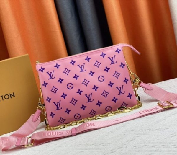 Replica Louis Vuitton Coussin PM Bag In Pink And Purple With Jacquard Strap