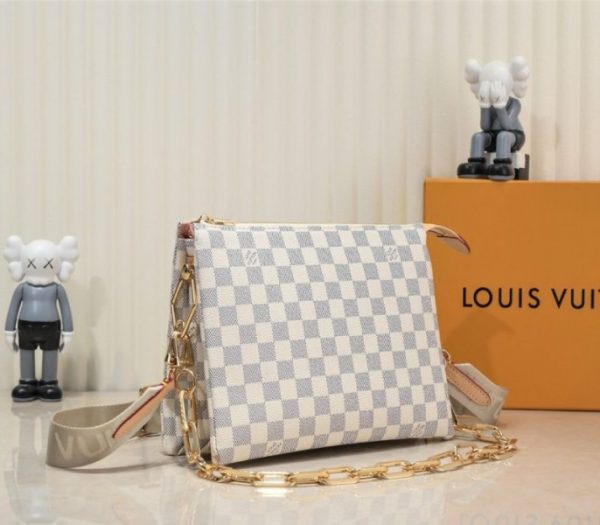 Replica Louis Vuitton Damier Azur Coussin PM Bag With Jacquard Strap - Image 3