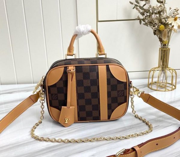 Replica Louis Vuitton Damier Ebene Canvas Valisette Souple BB Handbag In Natural