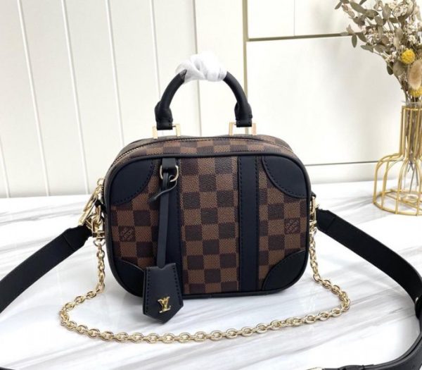 Replica Louis Vuitton Damier Ebene Canvas Valisette Souple BB In Black