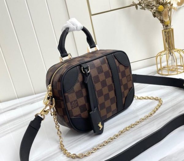 Replica Louis Vuitton Damier Ebene Canvas Valisette Souple BB In Black - Image 2