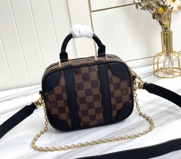 Replica Louis Vuitton Damier Ebene Canvas Valisette Souple BB In Black - Image 3