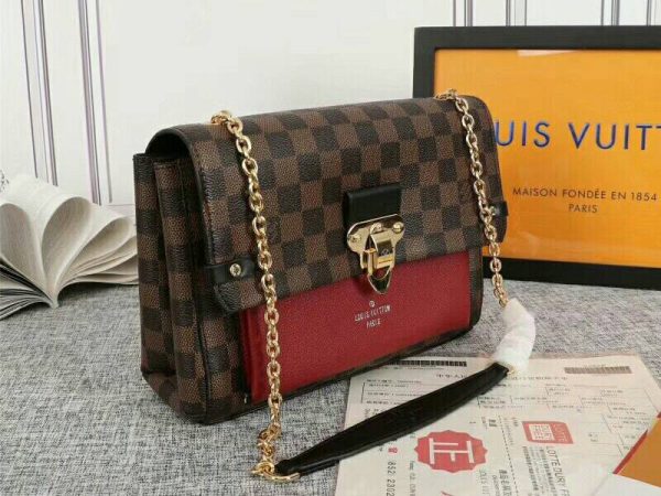 Replica Louis Vuitton Damier Ebene Canvas Vavin PM Bag In Bordeaux Red - Image 2