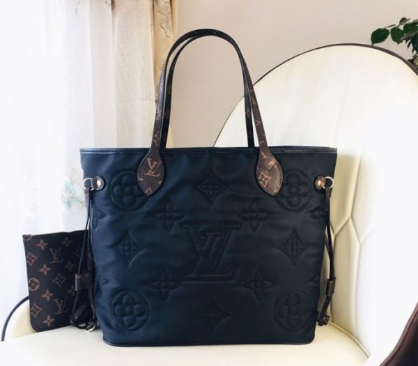 Replica Louis Vuitton Econyl Regenerated Nylon Neverfull MM Tote In Black