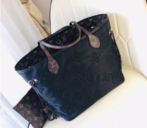 Replica Louis Vuitton Econyl Regenerated Nylon Neverfull MM Tote In Black - Image 6