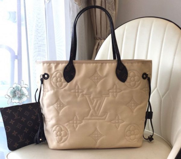 Replica Louis Vuitton Econyl Regenerated Nylon Neverfull MM Tote In Cream