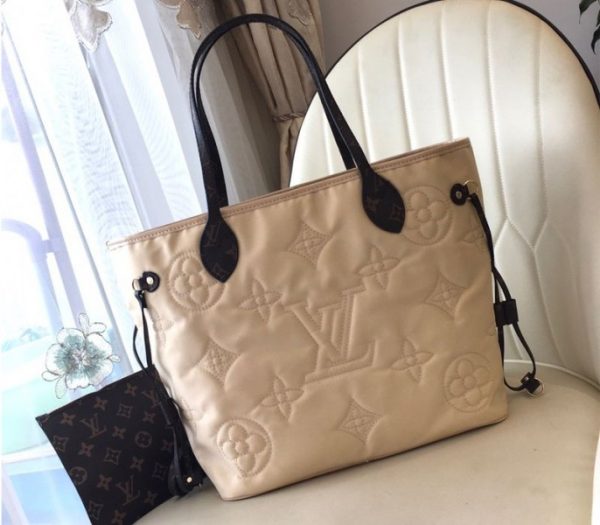 Replica Louis Vuitton Econyl Regenerated Nylon Neverfull MM Tote In Cream - Image 2