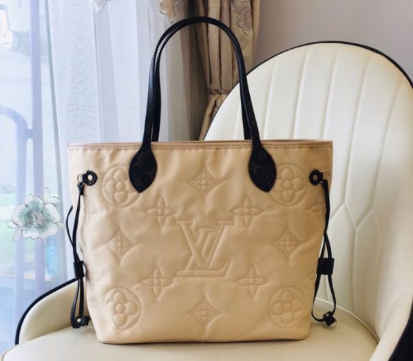 Replica Louis Vuitton Econyl Regenerated Nylon Neverfull MM Tote In Cream - Image 3