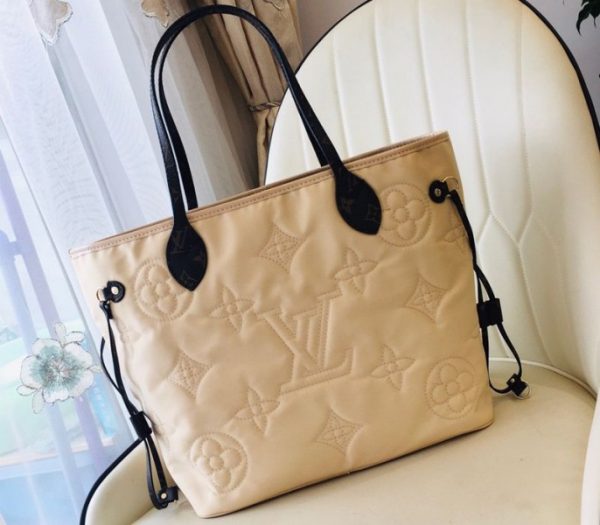 Replica Louis Vuitton Econyl Regenerated Nylon Neverfull MM Tote In Cream - Image 4