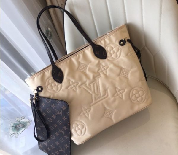 Replica Louis Vuitton Econyl Regenerated Nylon Neverfull MM Tote In Cream - Image 6