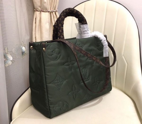 Replica Louis Vuitton Econyl Regenerated Nylon Onthego GM Tote In Khaki Green - Image 3