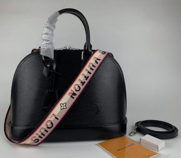 Replica Louis Vuitton Epi Leather Alma PM Jacquard Strap Handbag In Black