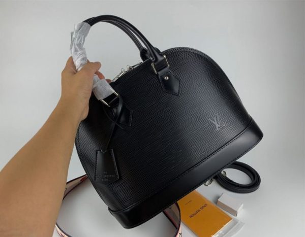 Replica Louis Vuitton Epi Leather Alma PM Jacquard Strap Handbag In Black - Image 2