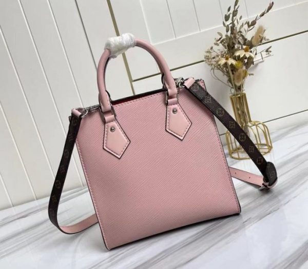 Replica Louis Vuitton Epi Leather Sac Plat BB Carryall Handbag In Rose Ballerine Pink - Image 3