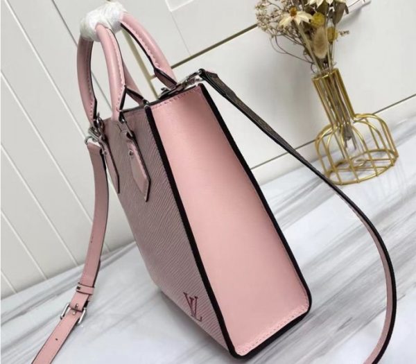 Replica Louis Vuitton Epi Leather Sac Plat BB Carryall Handbag In Rose Ballerine Pink - Image 4