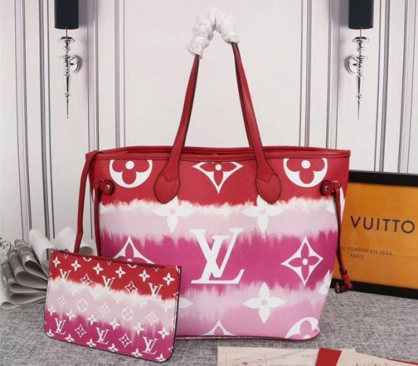 Replica Louis Vuitton Seasonal Escale Neverfull MM Tote In Rouge Red