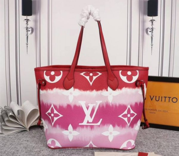 Replica Louis Vuitton Seasonal Escale Neverfull MM Tote In Rouge Red - Image 2