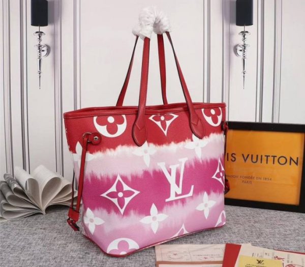 Replica Louis Vuitton Seasonal Escale Neverfull MM Tote In Rouge Red - Image 3