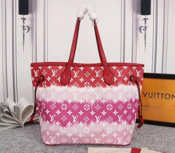 Replica Louis Vuitton Seasonal Escale Neverfull MM Tote In Rouge Red - Image 4