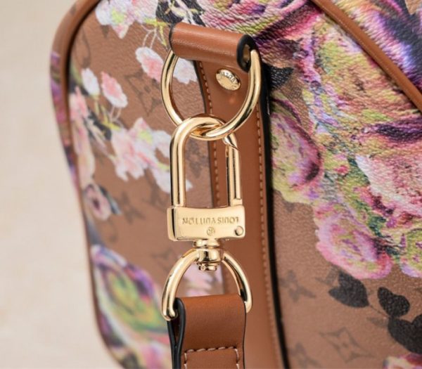 Replica Louis Vuitton Keepall Bandouliere 50 Travel Bag In Brown With Floral Pattern - Image 8