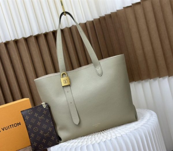 Replica Louis Vuitton Low Key Cabas MM Bag In Limestone Gray