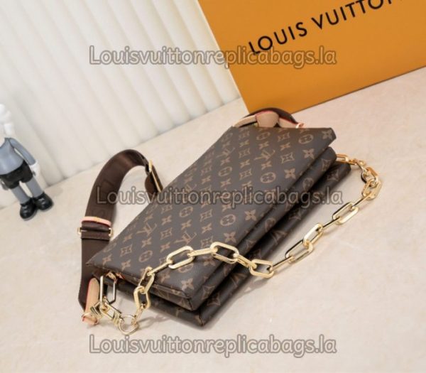 Replica Louis Vuitton Monogram Canvas Coussin MM Bag With Jacquard Strap - Image 4