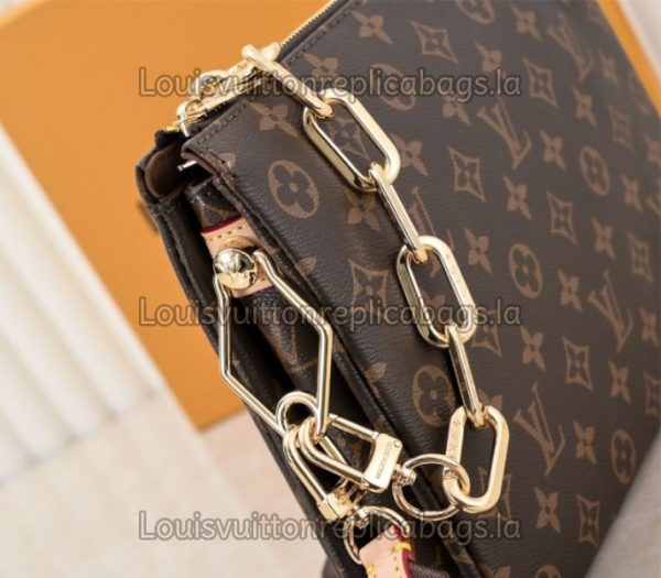 Replica Louis Vuitton Monogram Canvas Coussin PM Bag With Jacquard Strap - Image 5