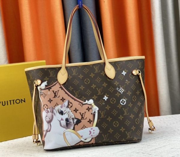 Replica Louis Vuitton Monogram Canvas Neverfull MM Tote With Cat Print