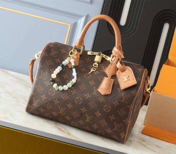 Replica Louis Vuitton Monogram Canvas Soft Speedy 30 Boho Handbag In Tan