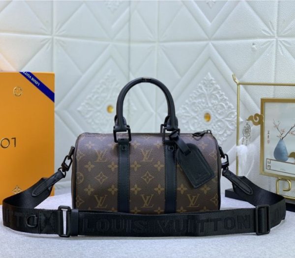 Replica Louis Vuitton Monogram Canvas Keepall Bandouliere 25 In Black