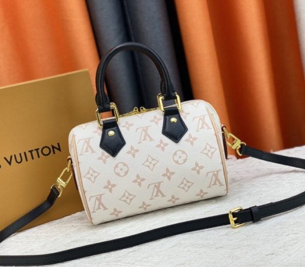 Replica Louis Vuitton Monogram Dune Canvas Speedy 20 Handbag With Strap - Image 2