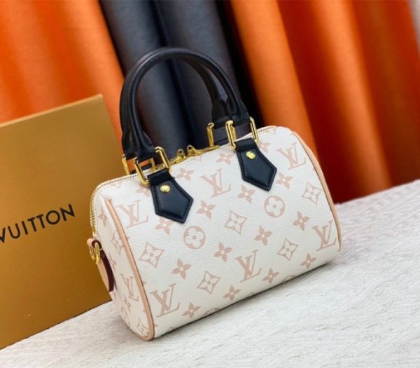 Replica Louis Vuitton Monogram Dune Canvas Speedy 20 Handbag With Strap - Image 3