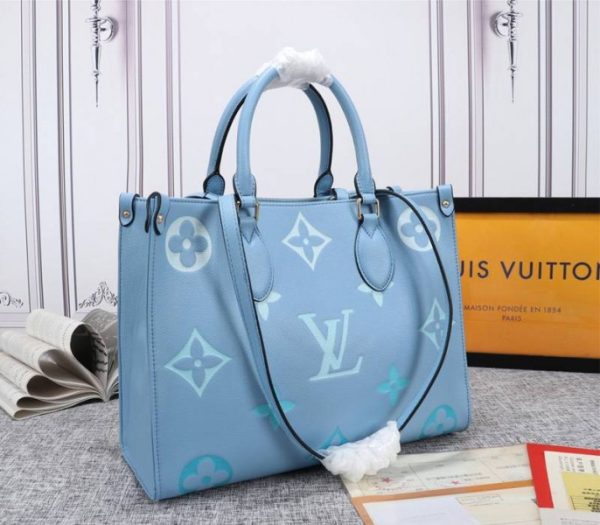 Replica Louis Vuitton Monogram Empreinte Leather Onthego MM Bag In Summer Blue - Image 2