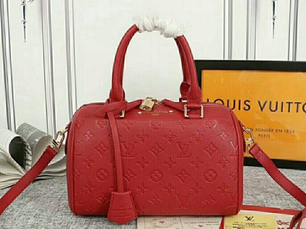 Replica Louis Vuitton Monogram Empreinte Speedy Bandouliere 25 Handbag In Red